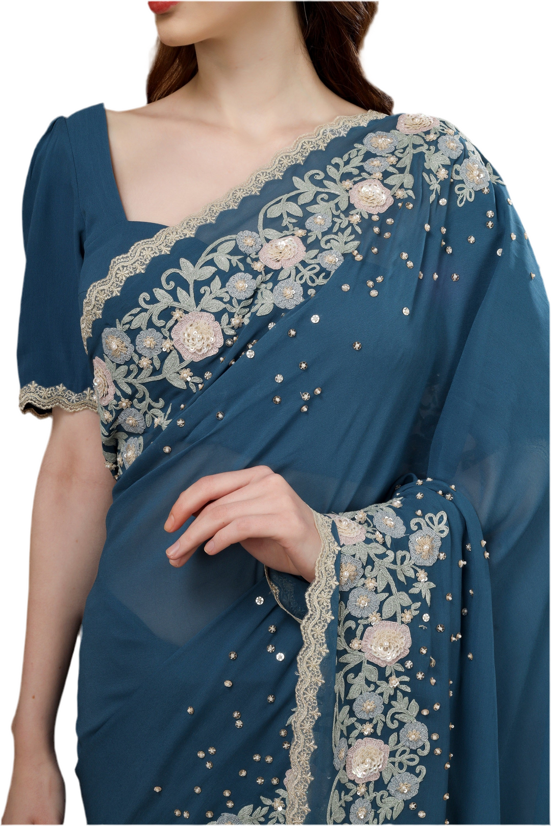 Blue Dori Saree