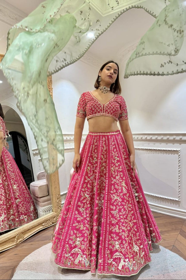 Pink Machan Lehenga (Ready To Ship)