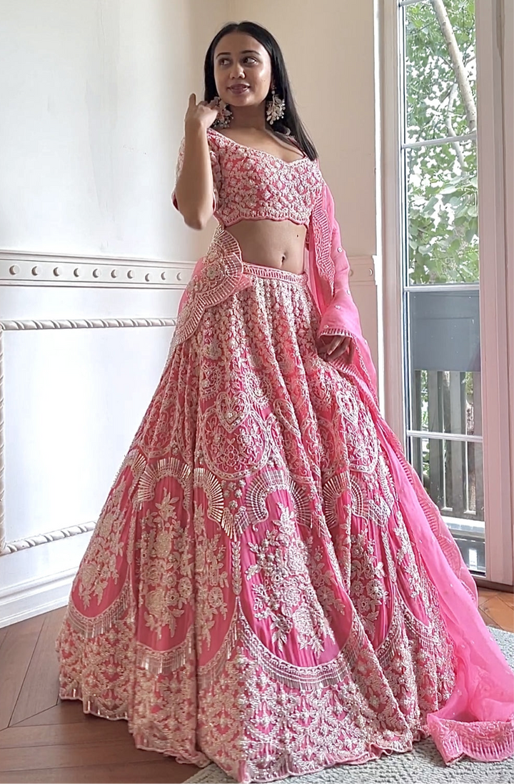 Pink Adena Rays Lehenga (Ready To Ship)