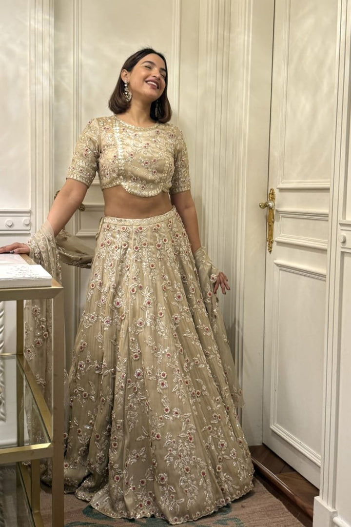 Golden Chintz Floral Tissue Lehenga (Ready To Ship)