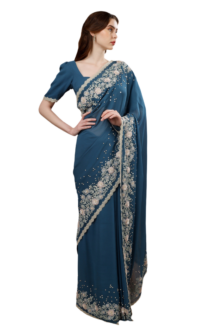 Blue Dori Saree