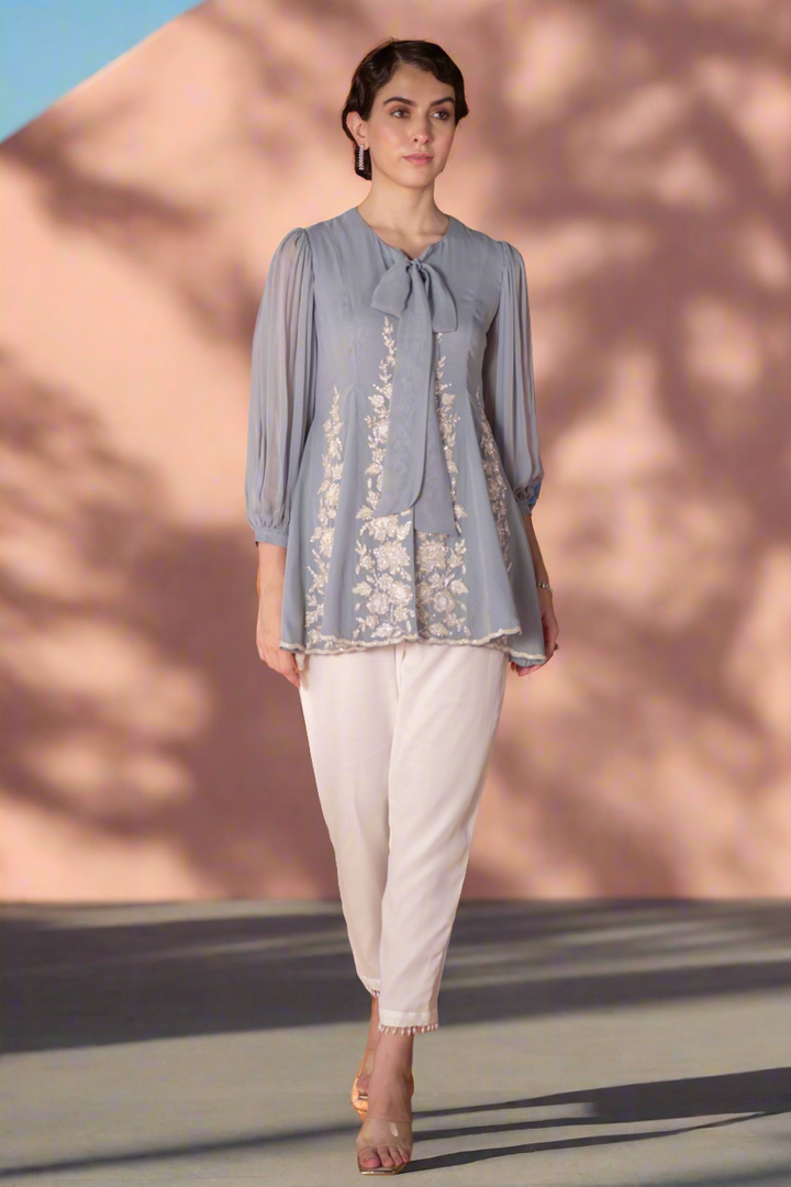 Blue Godet Tunic