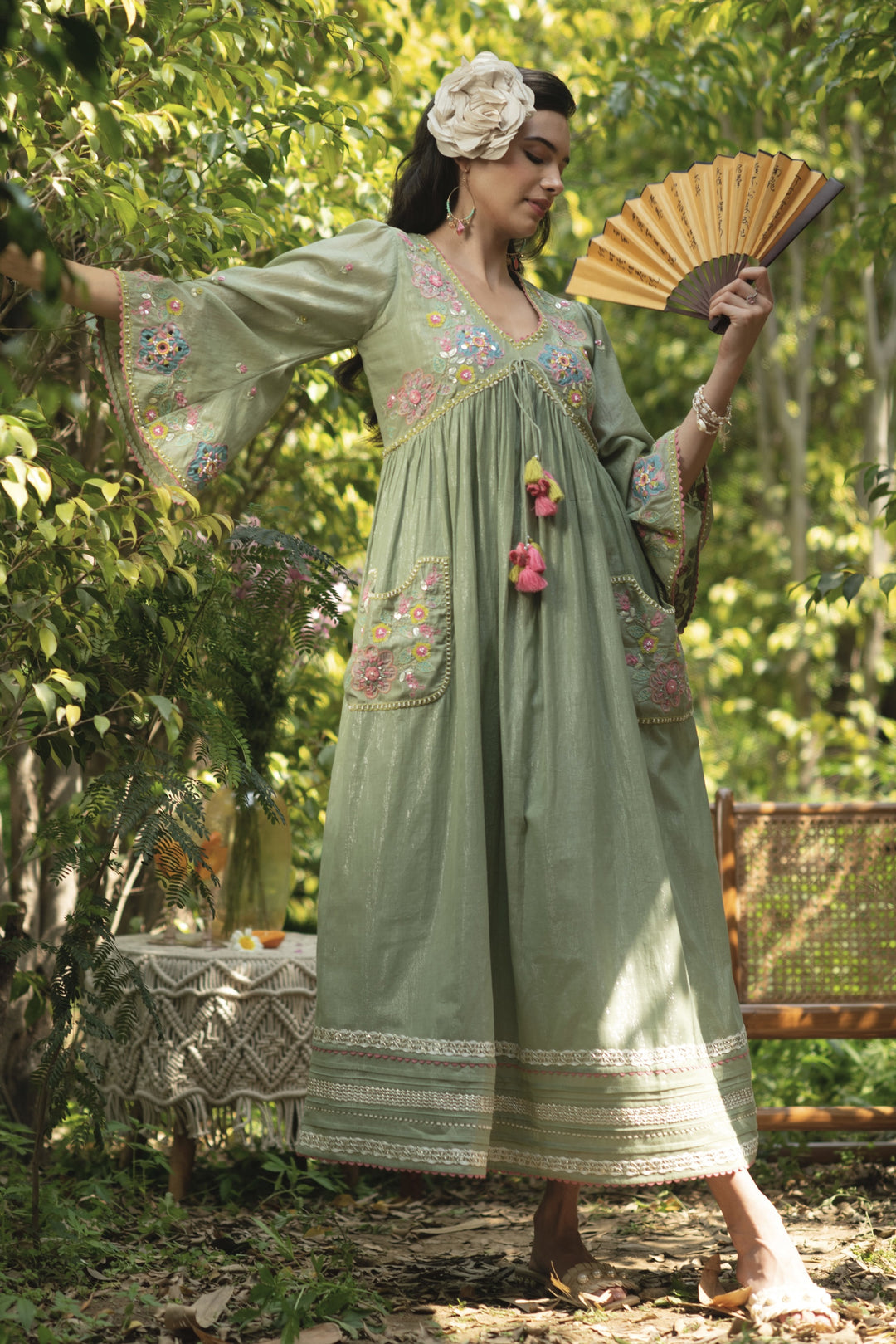 Green Gypsy Pocket Dress