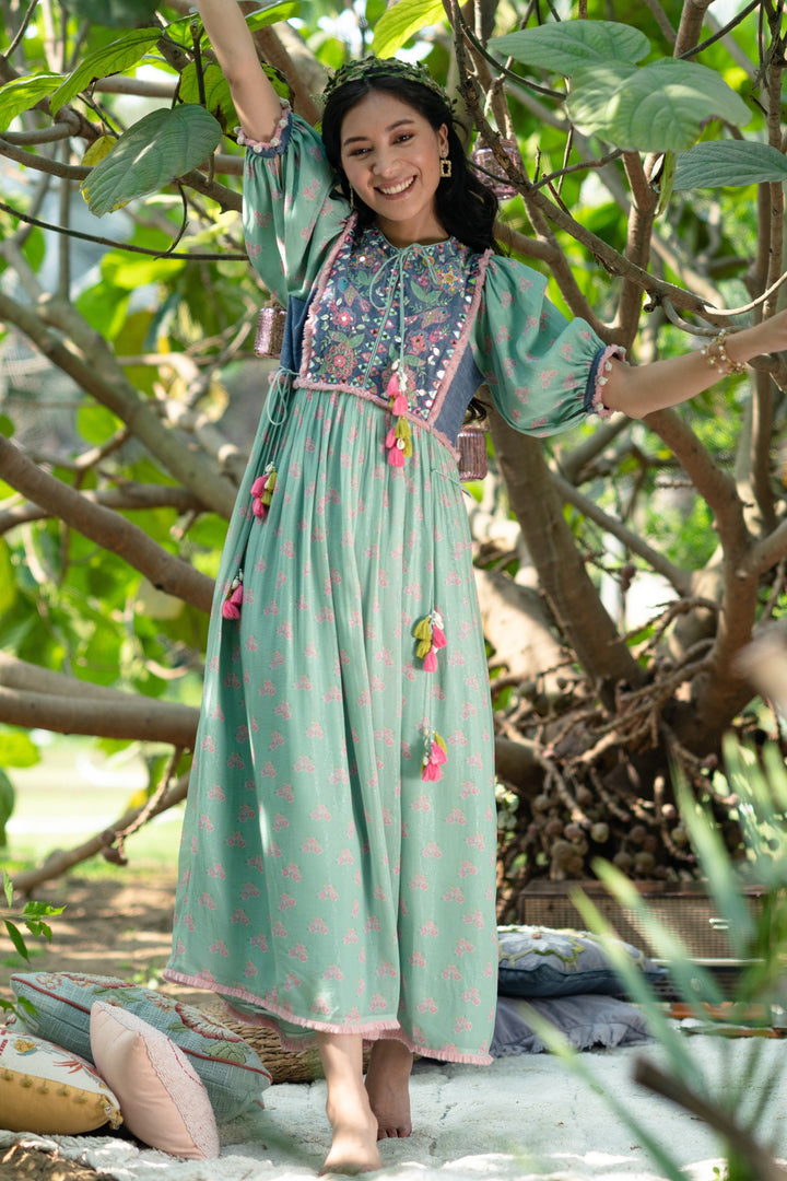 Green Gypsy Cube Dress (Ready To Ship)