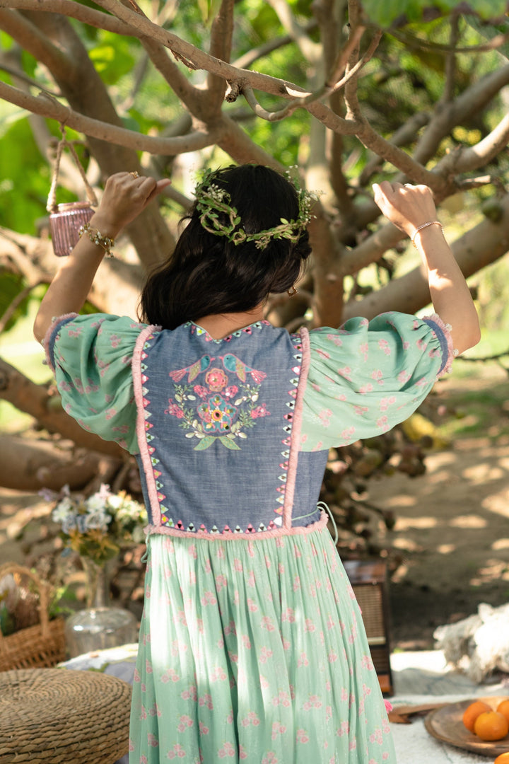 Green Gypsy Cube Dress (Ready To Ship)