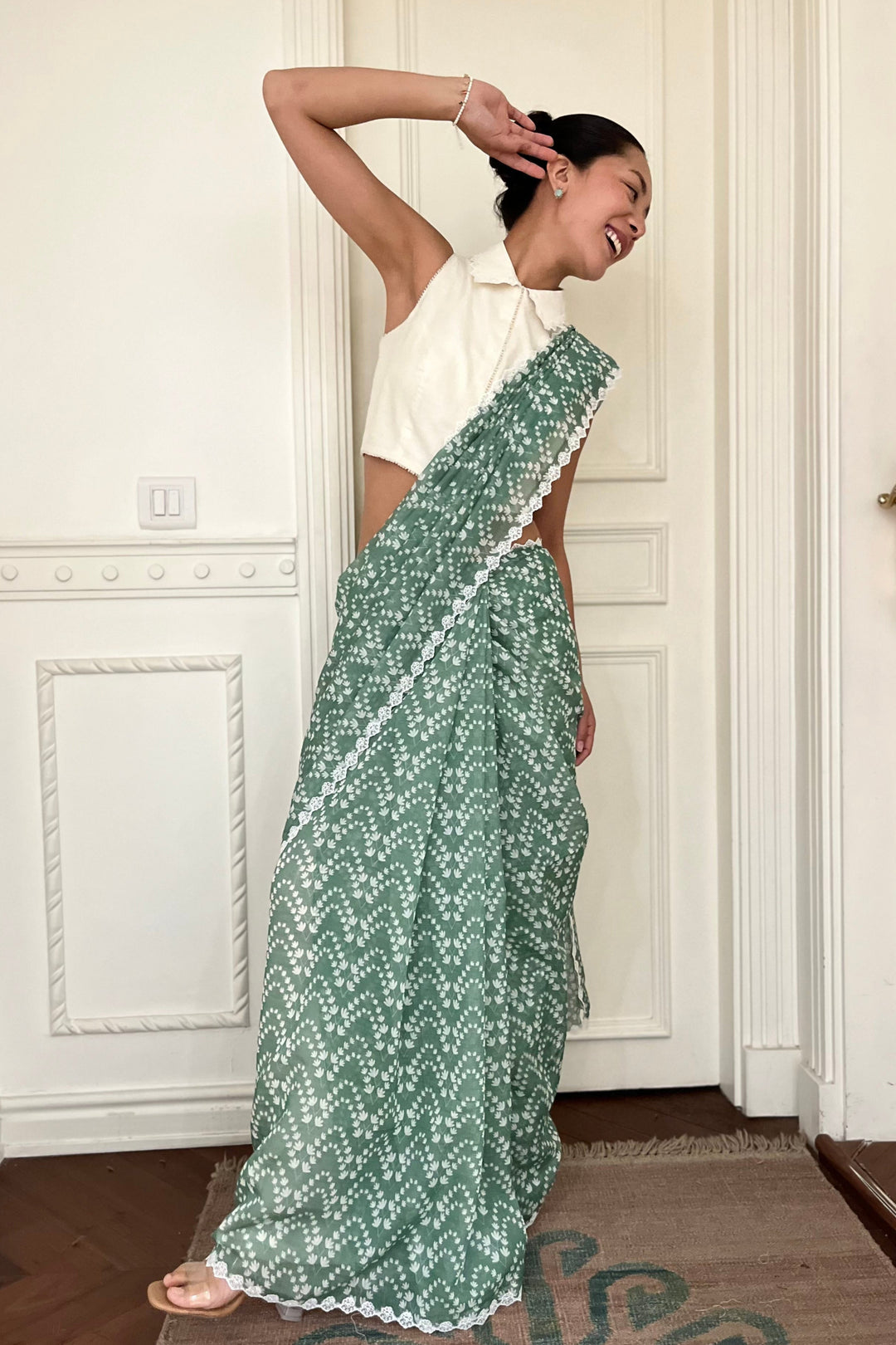 Green Monsoon Floral Saree