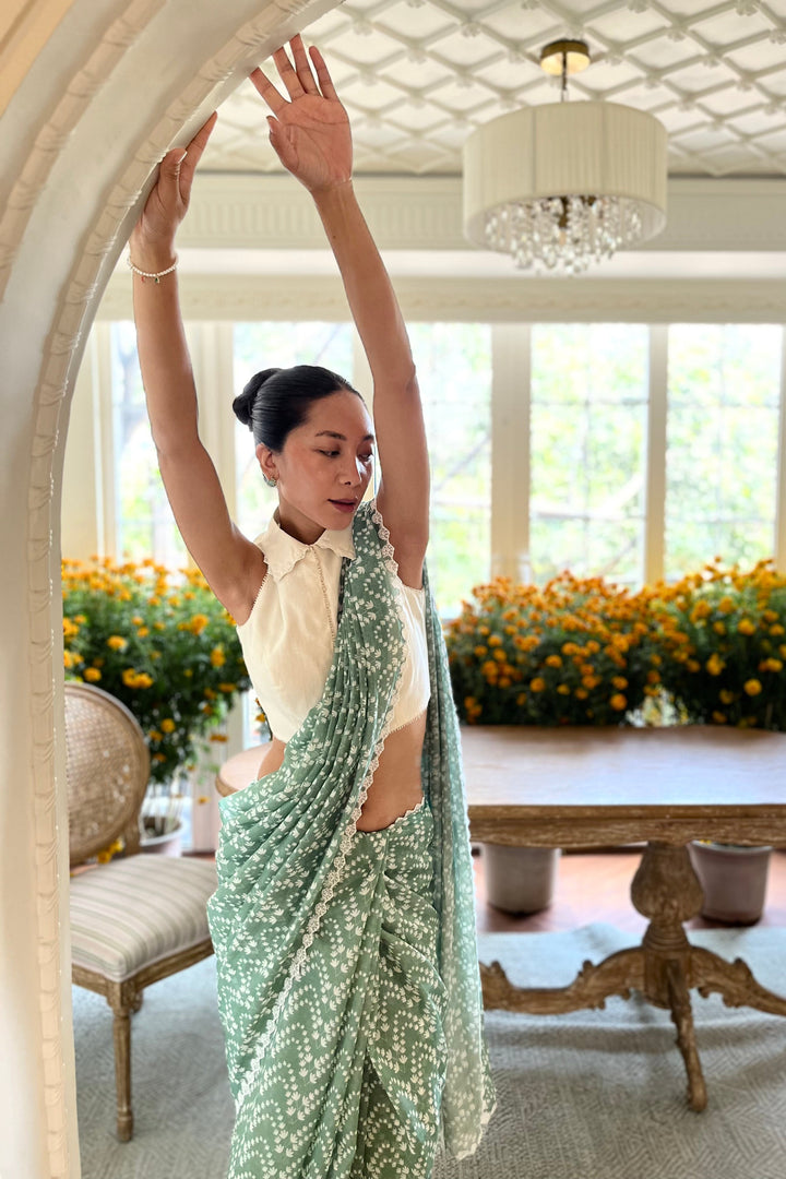 Green Monsoon Floral Saree