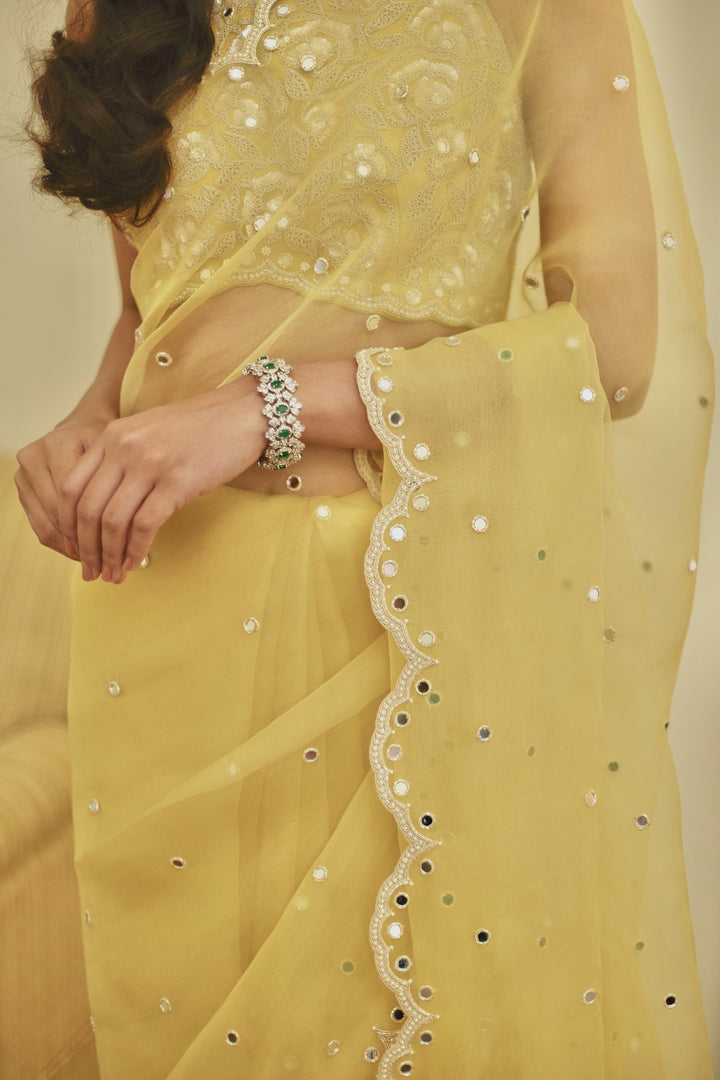 Fall Yellow Garden Glamour Saree (Ready To Ship)