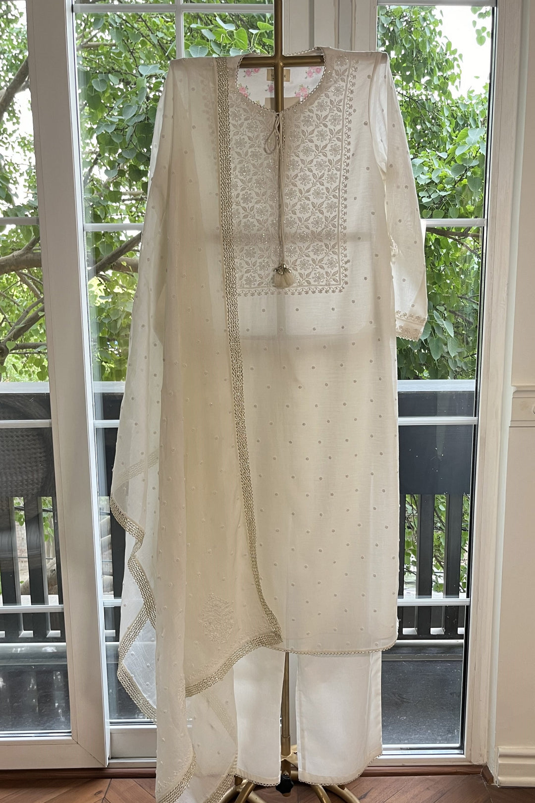 Ivory Pearl Chikankari Kurta Set