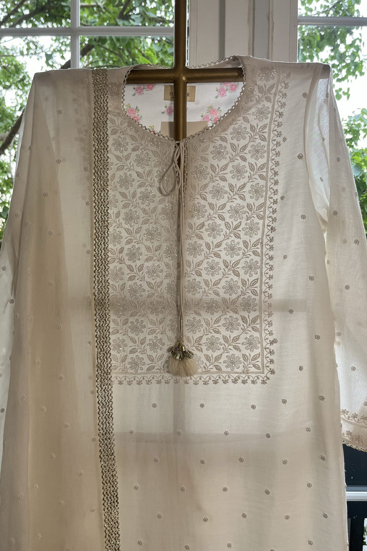 Ivory Pearl Chikankari Kurta Set