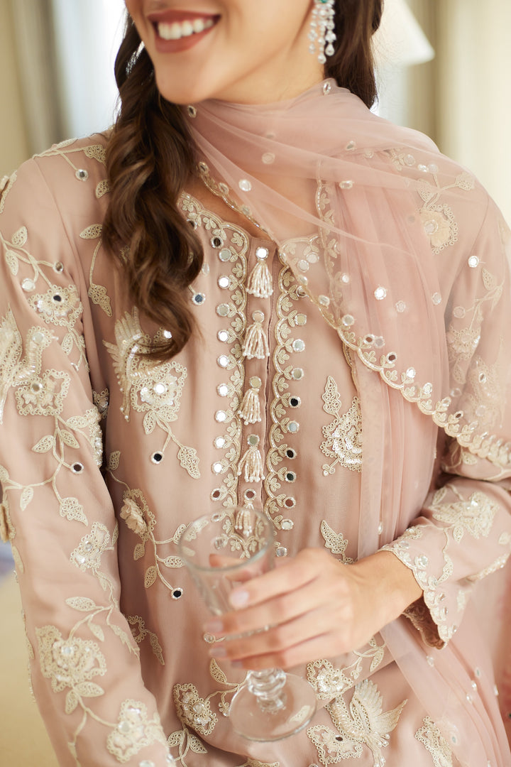 Fall Pink Crane Kurta Set