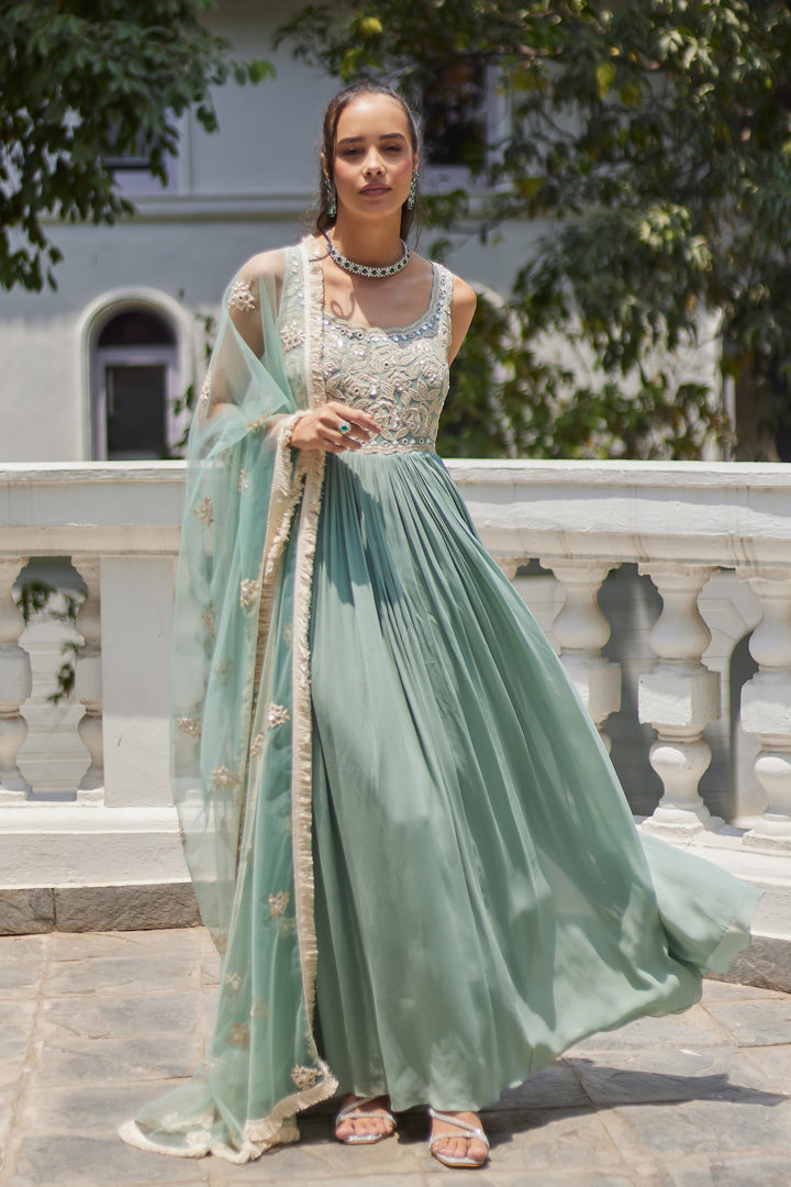 Fall Green Loopy Anarkali