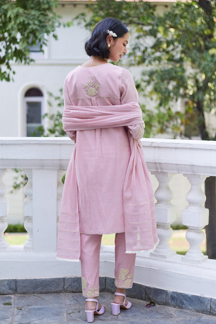 Pink Elephant Kurta Set