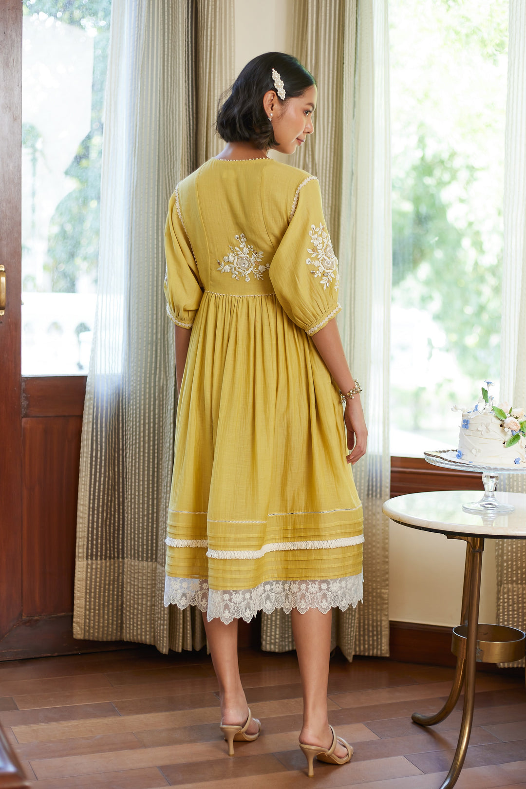 Fall Yellow Old Rose Dress