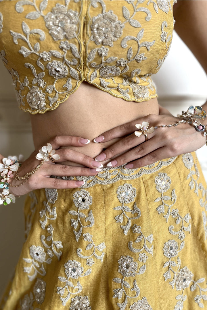 Yellow Sparkling Dori Lehenga