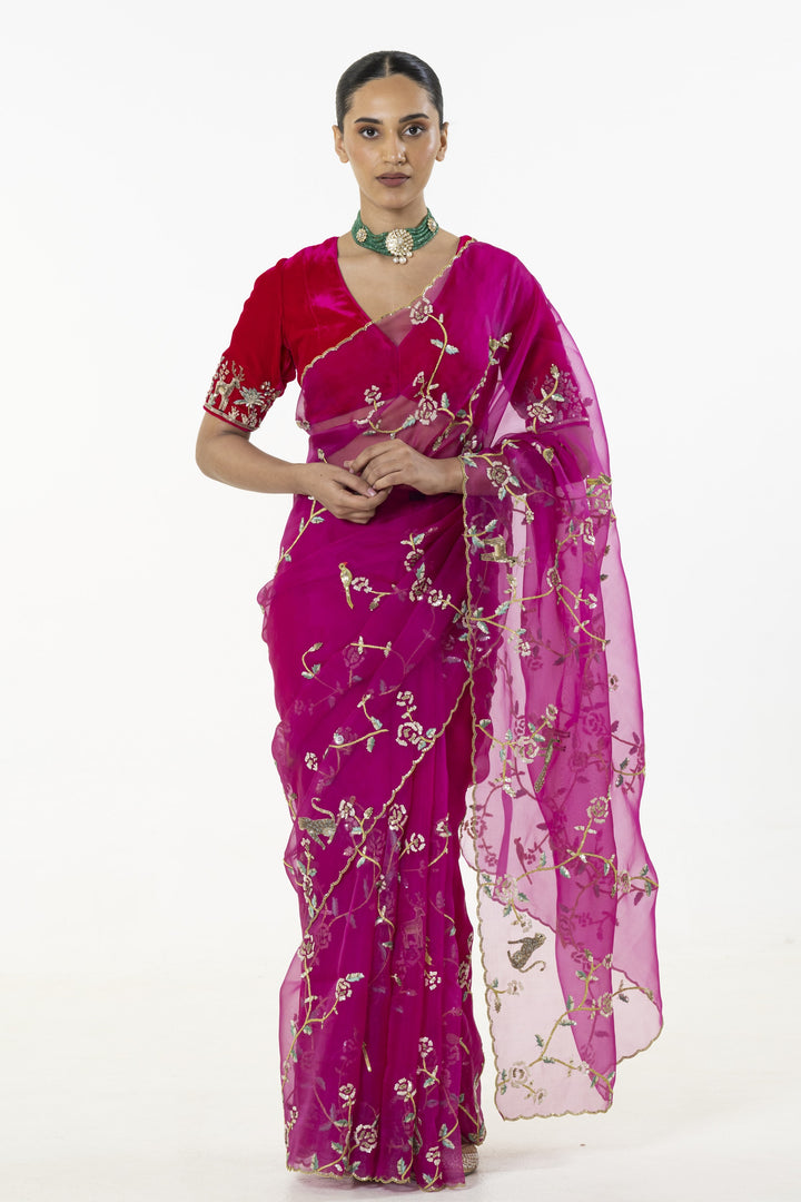 Jamun Rose Gargen Saree