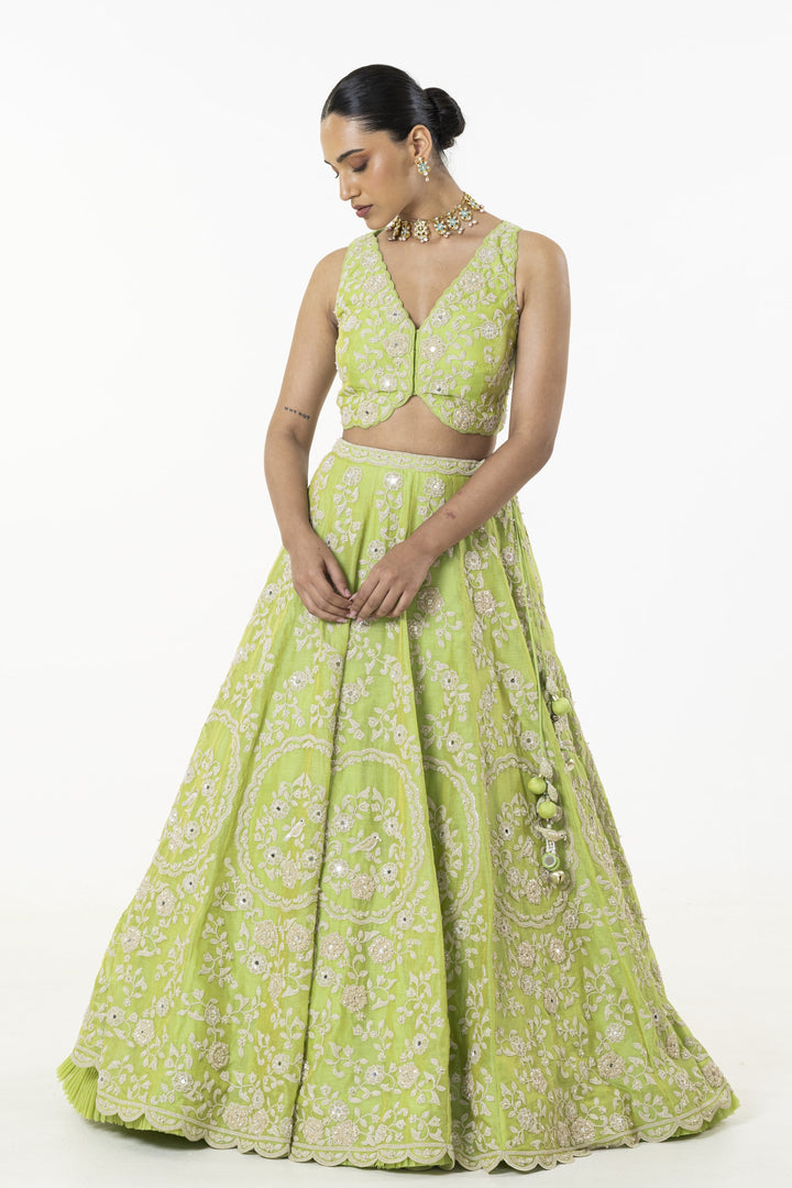 Green Sparkling Dori Lehenga