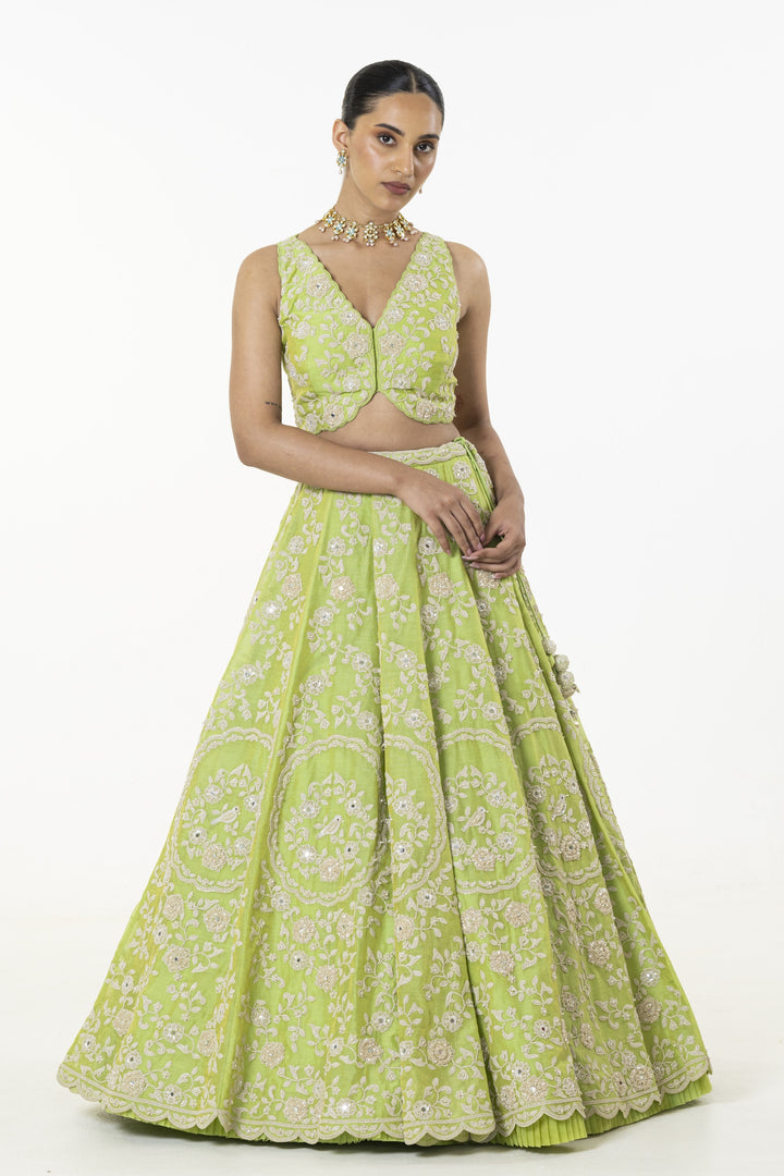 Green Sparkling Dori Lehenga