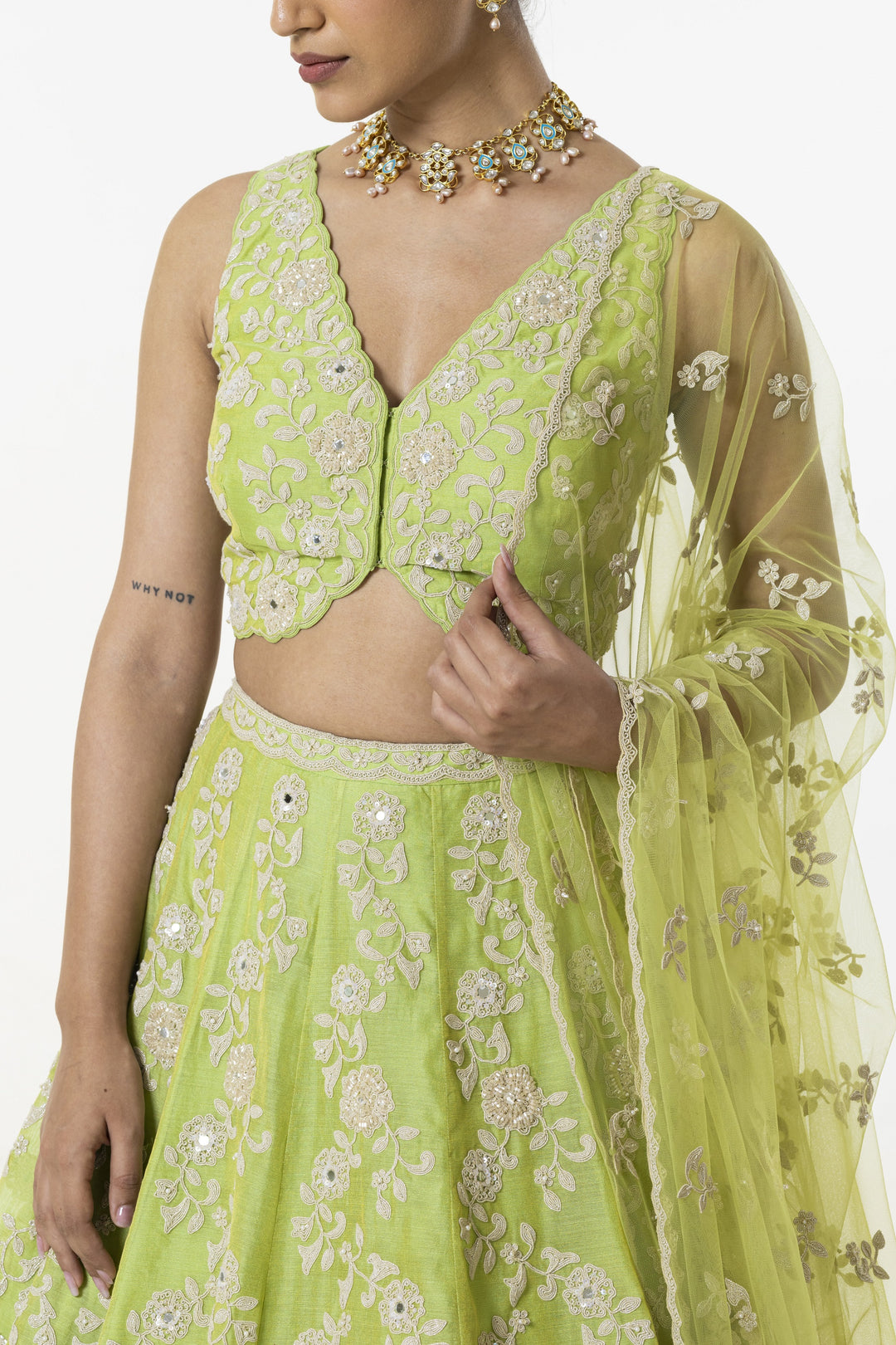 Green Sparkling Dori Lehenga