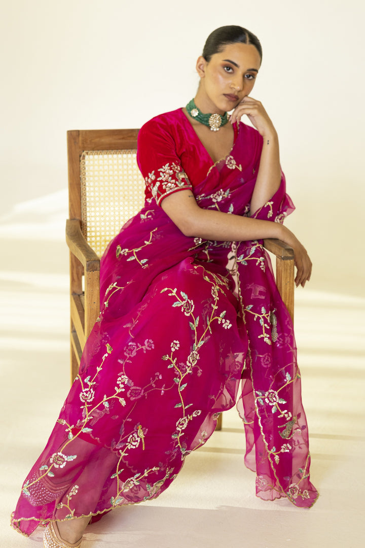 Jamun Rose Gargen Saree