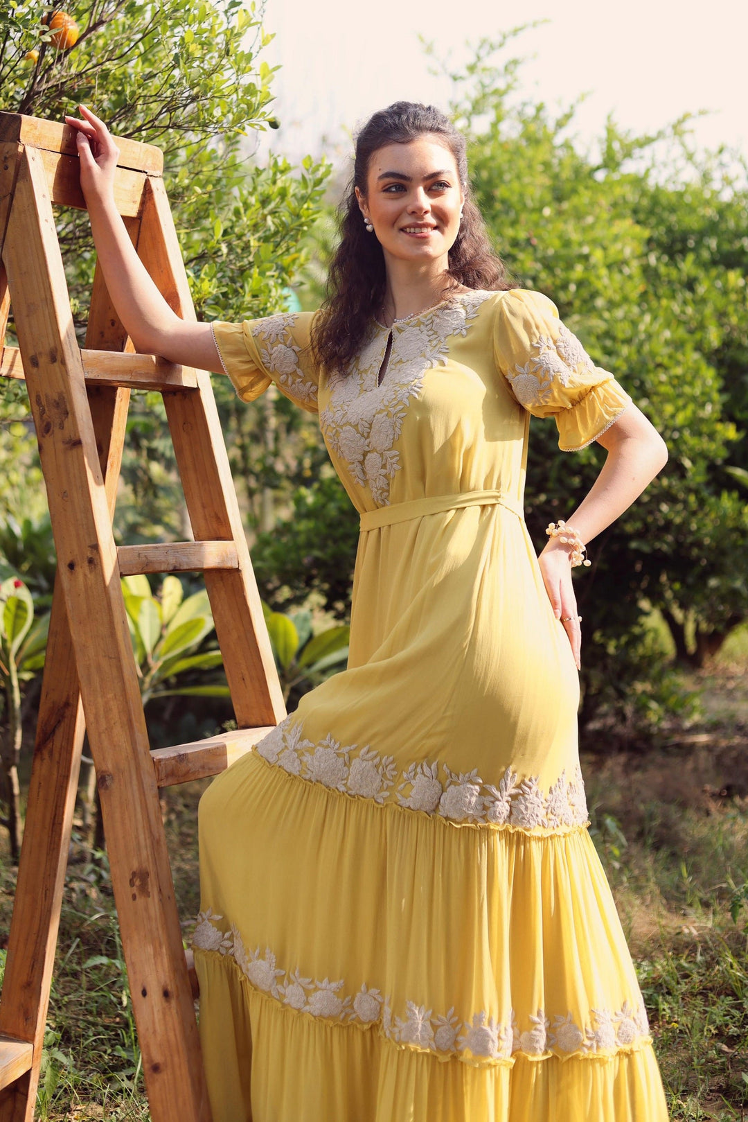 Yellow Gardenia Harvest Long Dress (Ready To Ship)