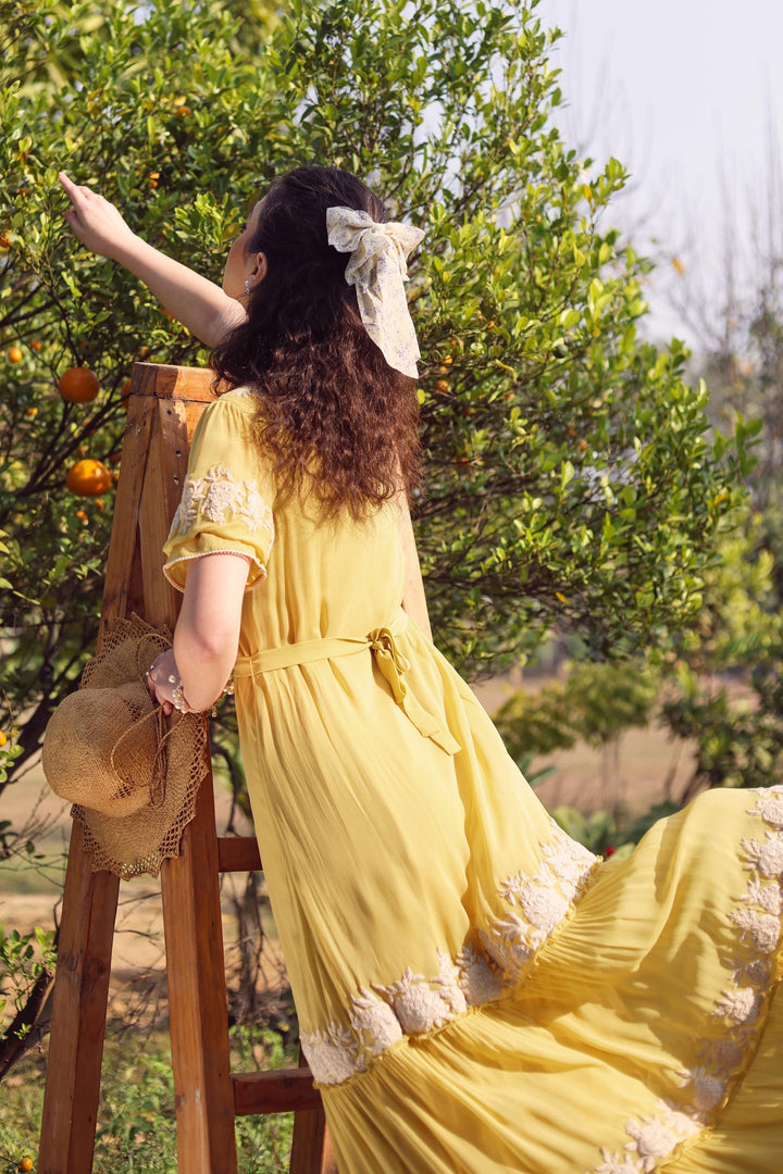 Yellow Gardenia Harvest Long Dress