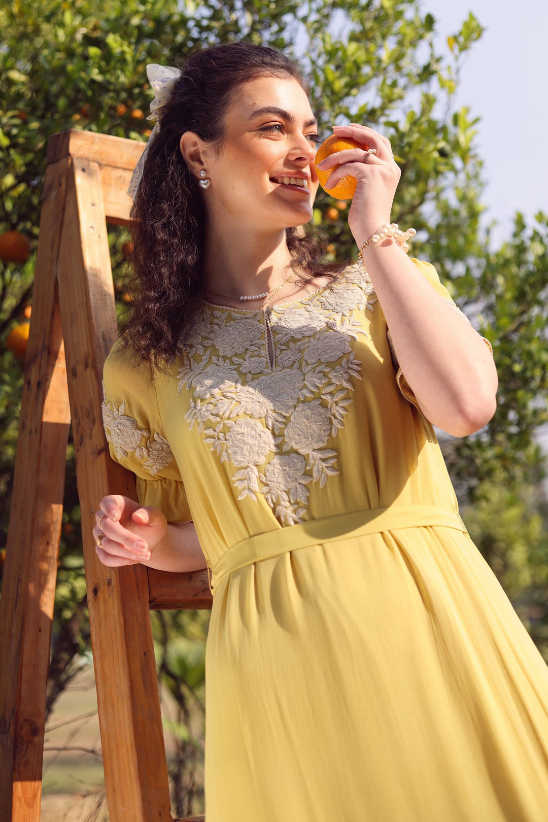 Yellow Gardenia Harvest Long Dress