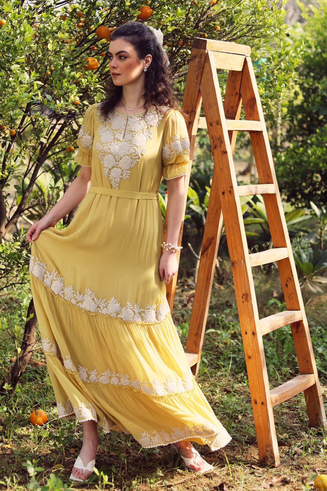 Yellow Gardenia Harvest Long Dress