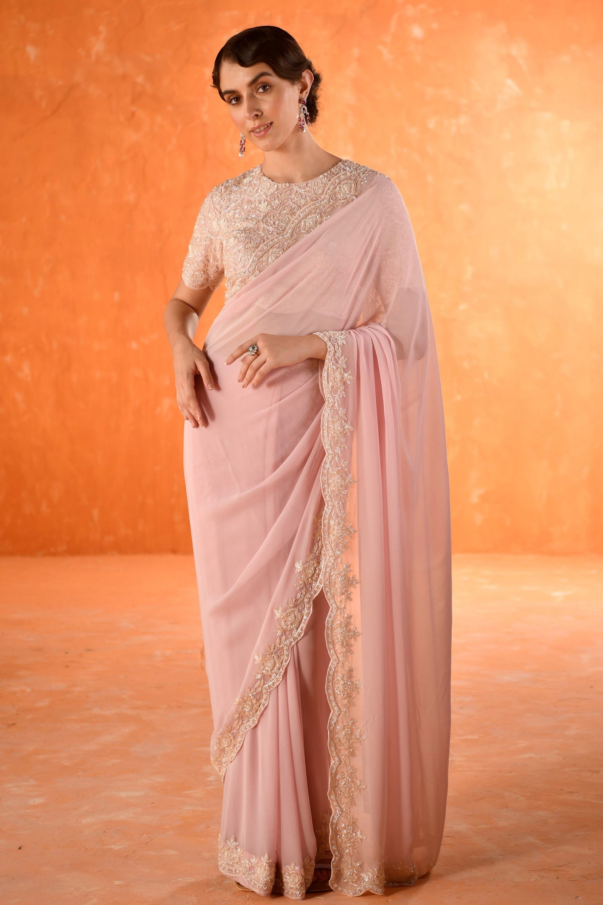 Buy Pink Engagement Sarees Online for Women in USA
