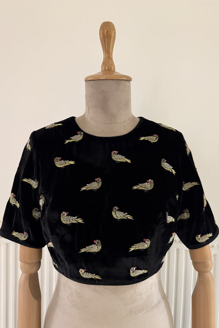 Parrot Velvet Blouse