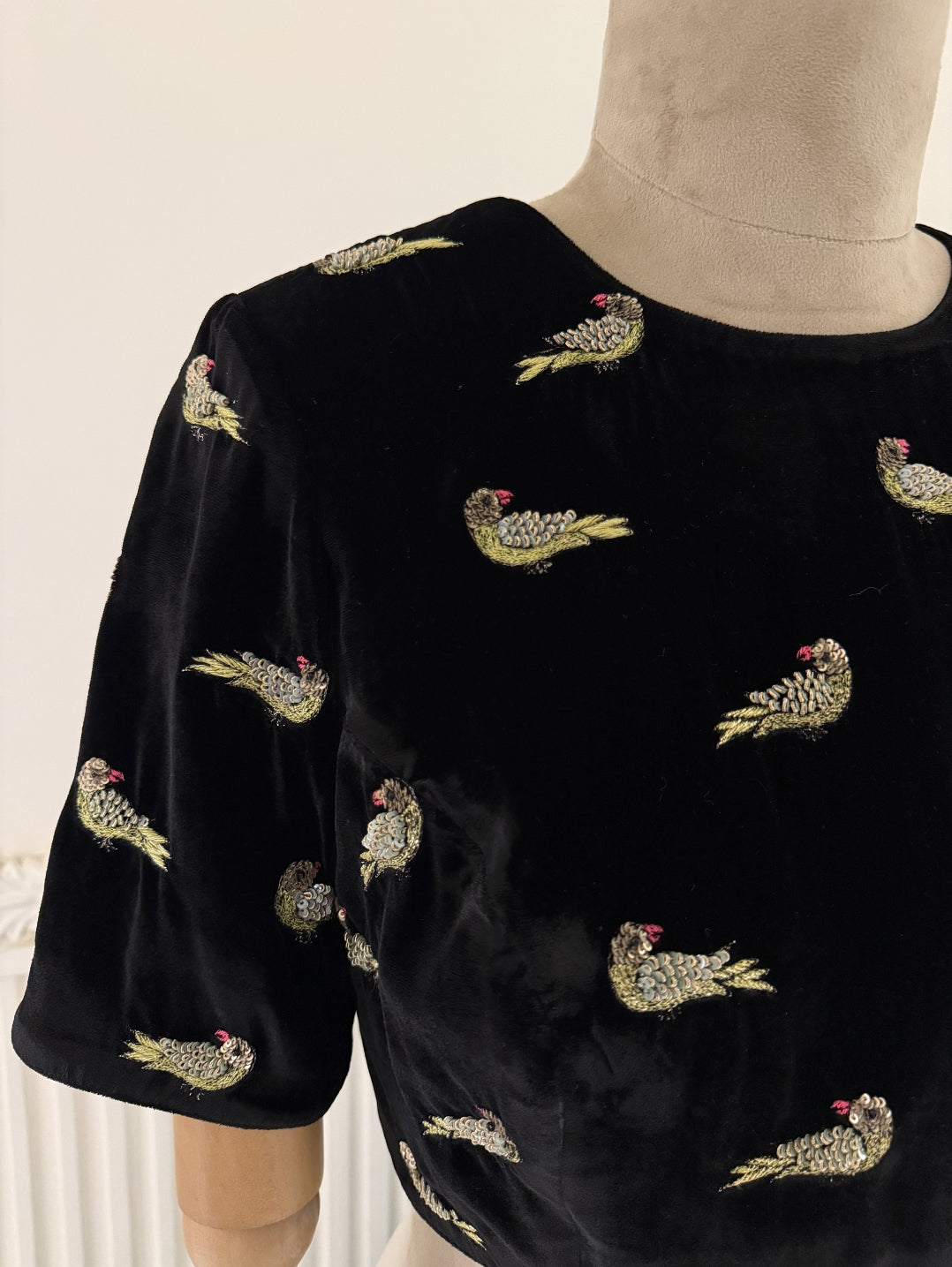 Parrot Velvet Blouse