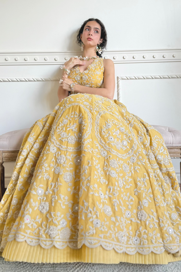 Yellow Sparkling Dori Lehenga