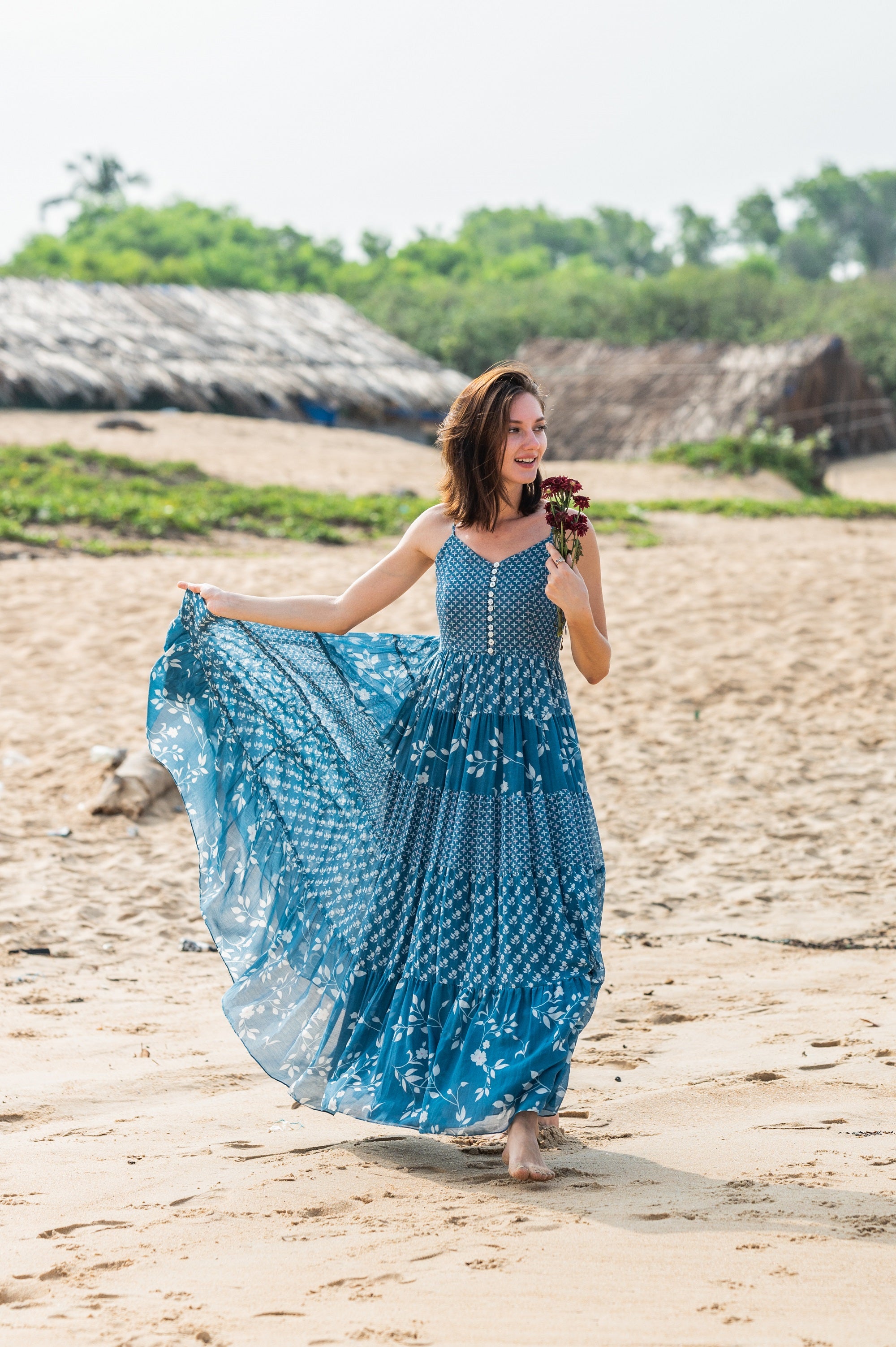 Long blue beach dress online