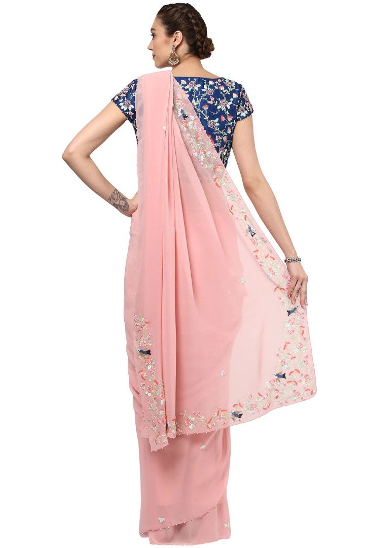 Roses And Birds Saree