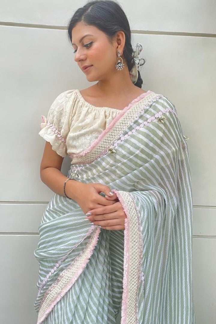 Pure Silk Leheriya Saree- Daabu Jaipur