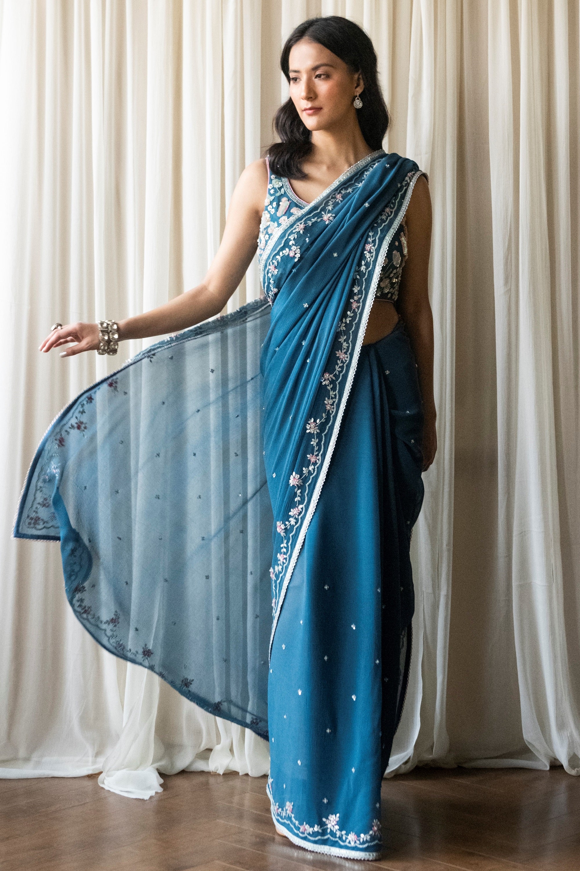 Buy Navy Blue Sarees for Women by MIRCHI FASHION Online | Ajio.com