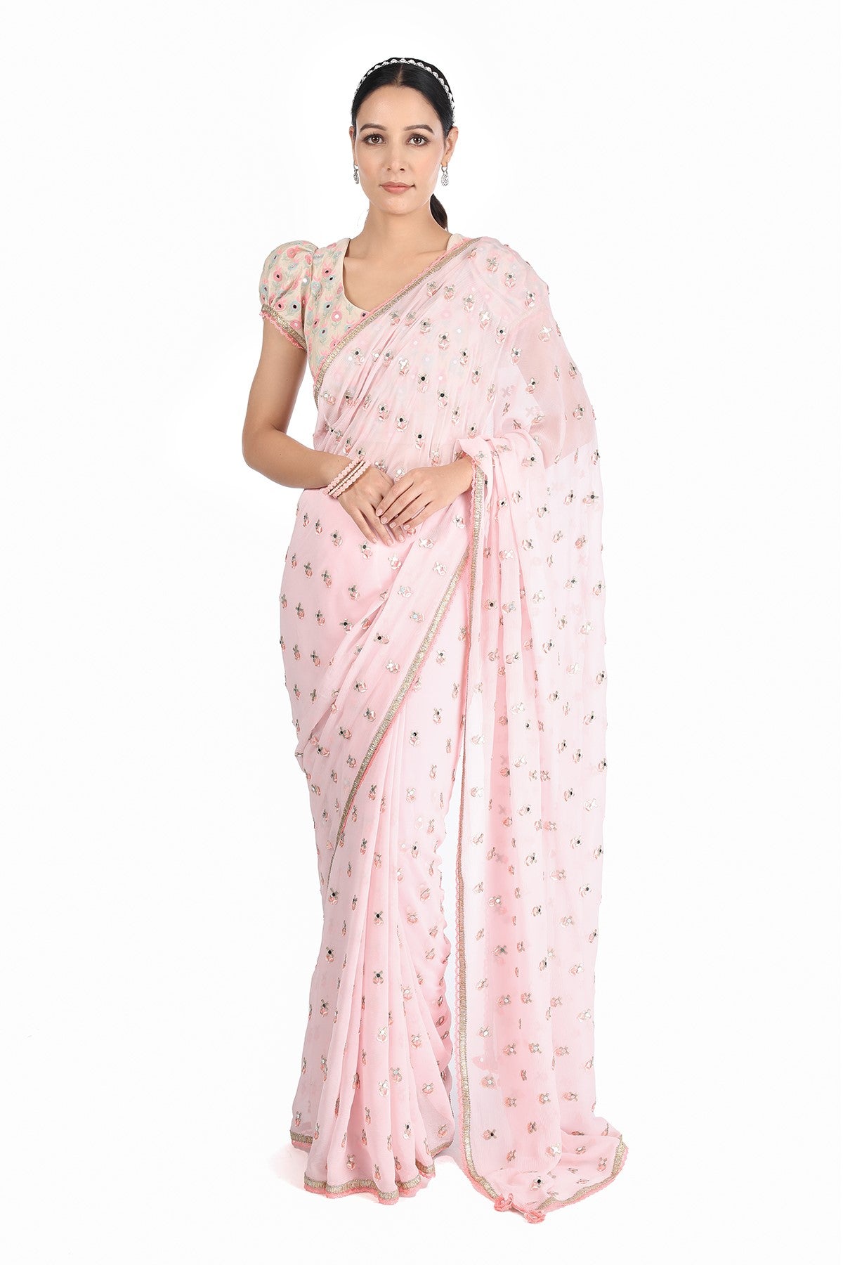 Supar Light Pink Latest Chiffon Saree at Rs 399 | Printed Chiffon Saree in  Surat | ID: 11819872688